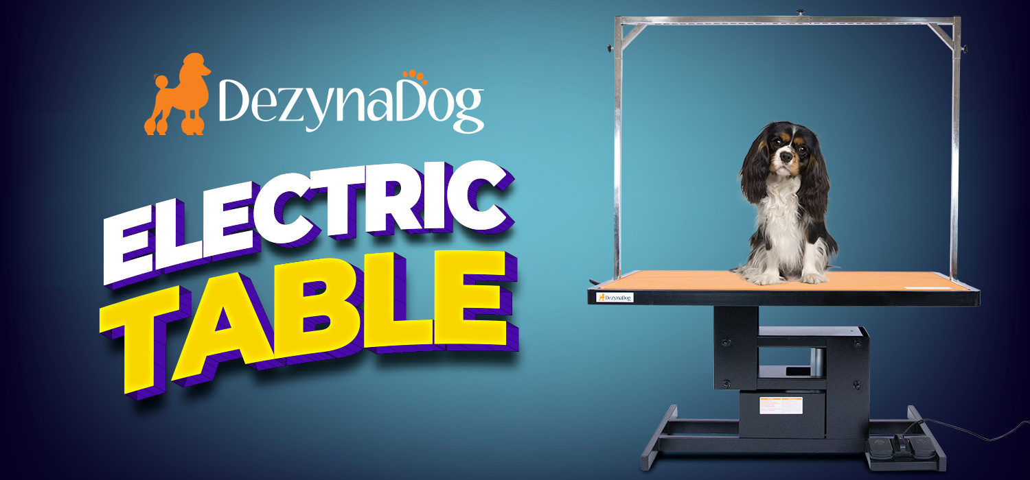 electric dog grooming table with dog