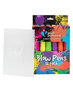 Groom Professional Creative Blow Pens 12 Pack With Stencils