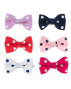 Show Tech Polka Dot Bows With Clip Assorted Colours 6Pk
