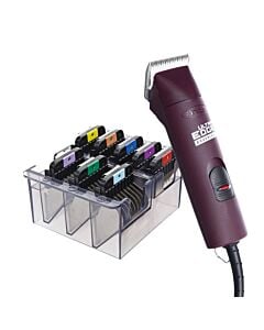 Andis UltraEdge AGC Super 2-Speed Brushless Clipper - Burgundy & Wahl Comb Guides