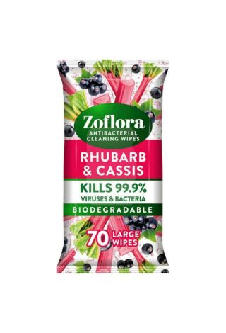 Zoflora Rhubarb and Cassis Antibacterial Cleaning Wipes - 70 wipes