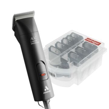 Andis UltraEdge AGC 2-Speed Brushless Clipper - Black & Heiniger Comb Guides