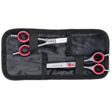 Roseline Red Straight Scissor Set With Free Case- 2 Scissors