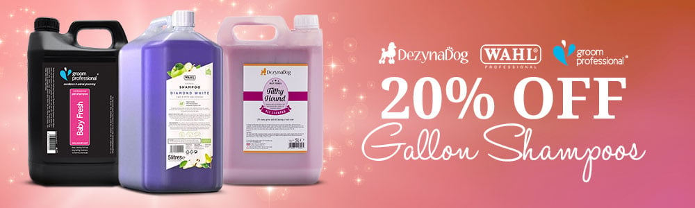 20% off Wah, DezynaDog and Groom Professional Dog grooming Gallon shampoos