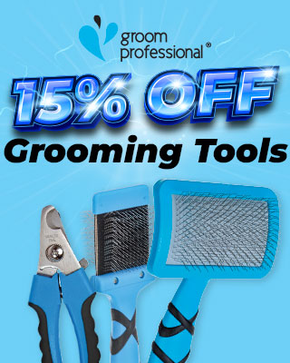 Promotional poster to illustrate 15% off Groom Professional grooming tools Lightning Deal 