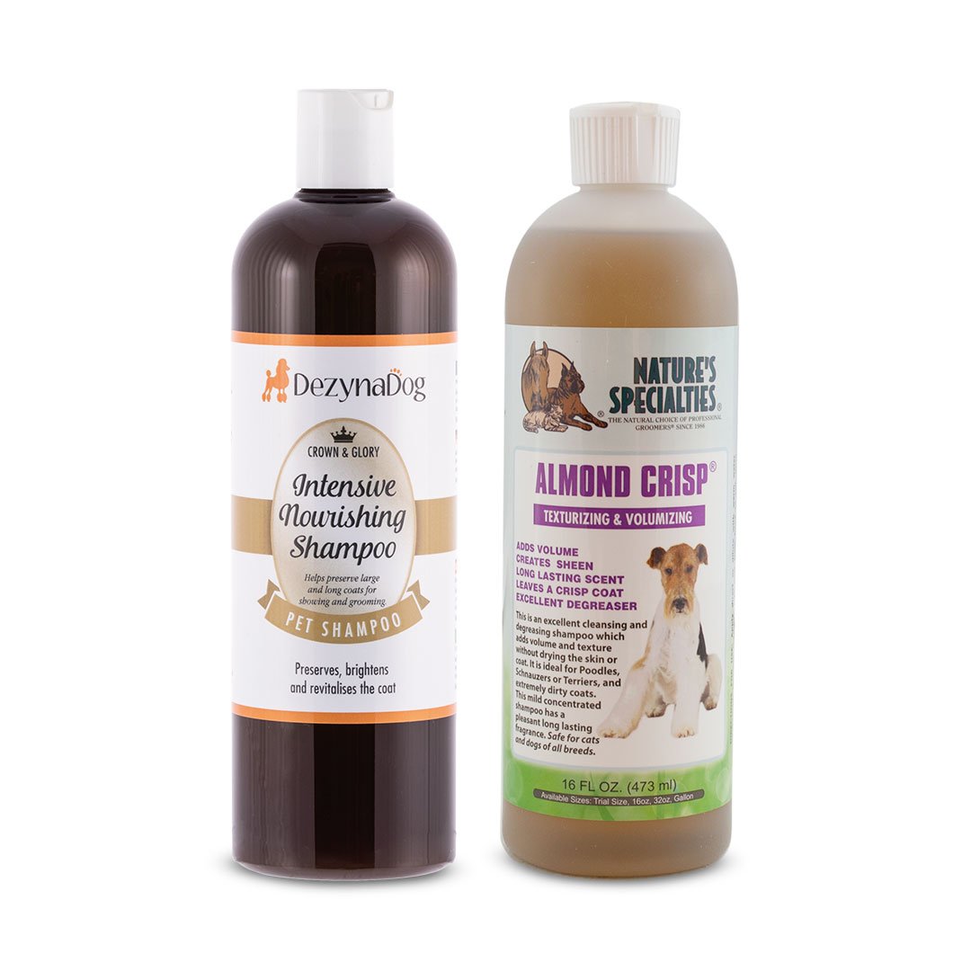 dezynadog intensive nourishing shampoo and natures specialties almond crisp