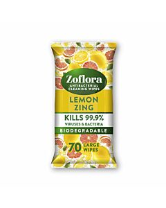 Zoflora Lemon Zing Antibakterielle Reinigungstücher - 70 Stück