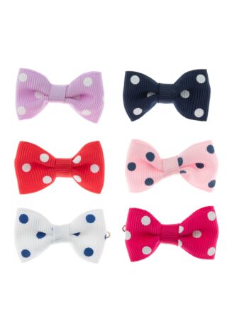 Show Tech Polka Dot Bows With Clip Assorted Colours 6Pk