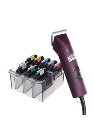 Andis UltraEdge AGC Super 2-Speed Brushless Clipper - Burgundy & Wahl Comb Guides