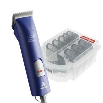 UltraEdge AGC Super 2-Speed Brushless Clipper - Blue & Heiniger Comb Guides