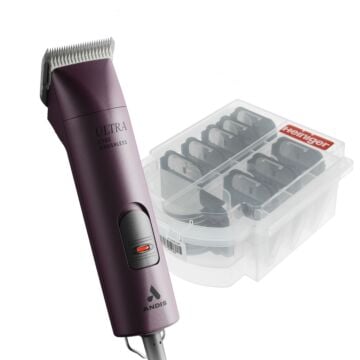 Andis UltraEdge AGC Super 2-Speed Brushless Clipper - Burgundy & Heiniger Comb Guides