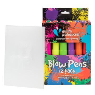 Groom Professional Creative Blow Pens 12 Pack With Stencils