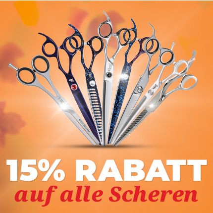 15% off Dog grooming scissors. Including brands like Kenchii, Chris Christensen, Geib and more